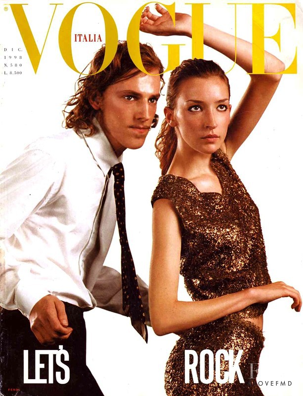 Inge Geurts featured on the Vogue Italy cover from December 1998