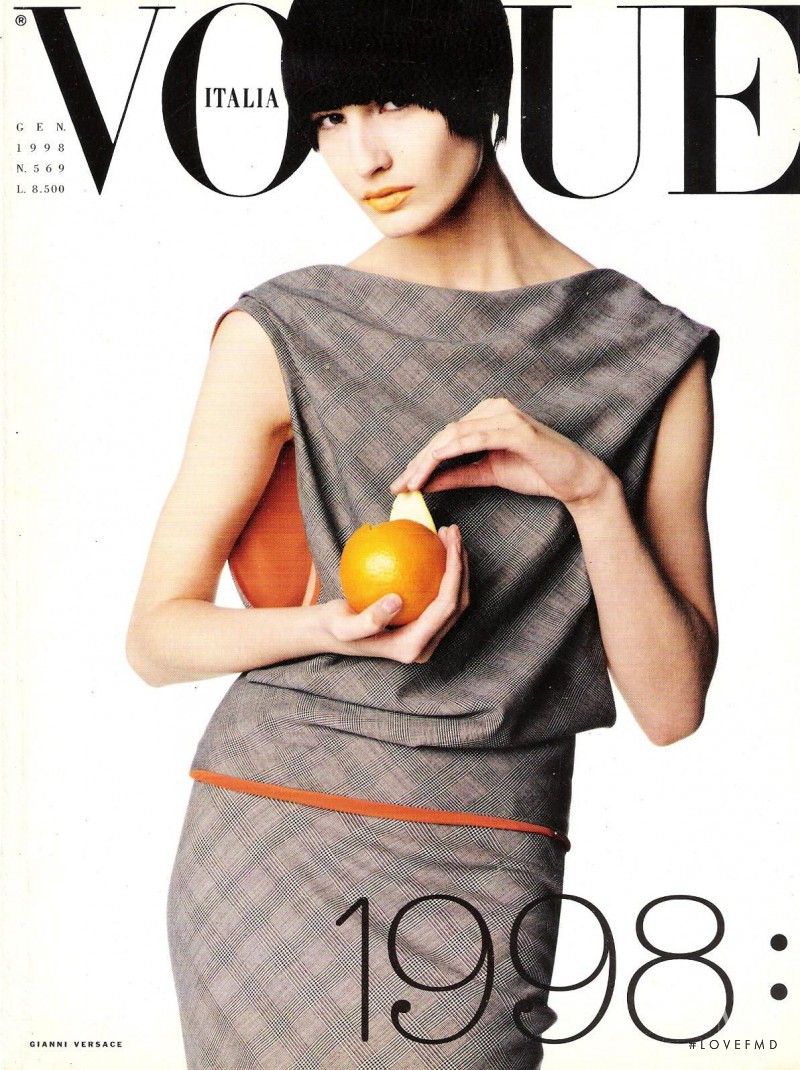 Erin O%Connor featured on the Vogue Italy cover from January 1998