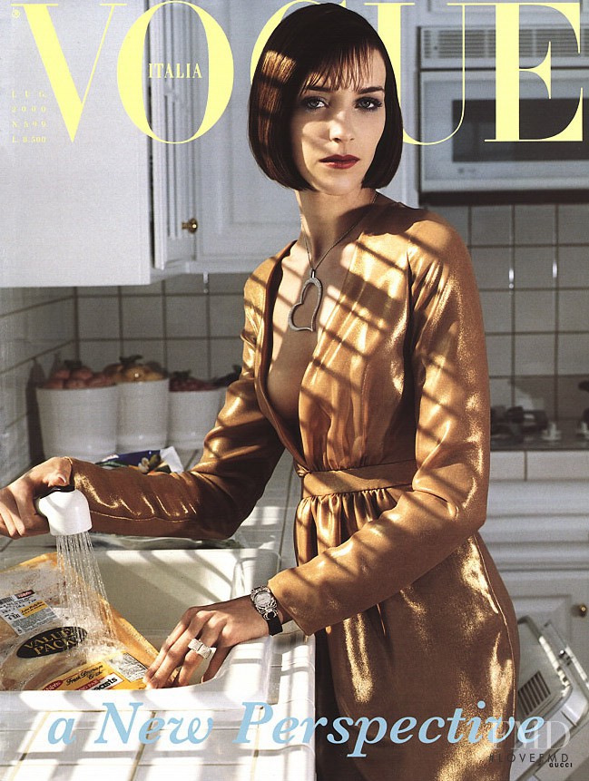 Hannelore Knuts featured on the Vogue Italy cover from July 2000