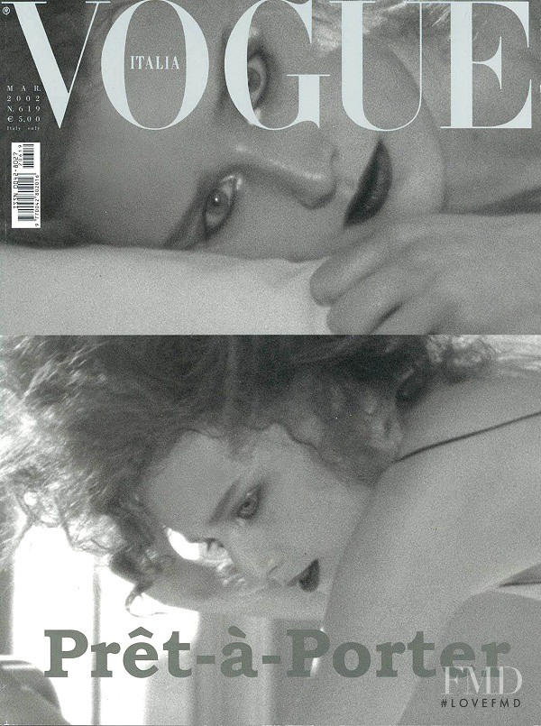 Ann-Catherine Lacroix featured on the Vogue Italy cover from March 2002