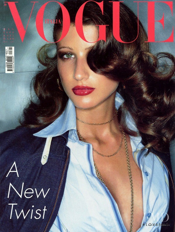 Michelle Alves featured on the Vogue Italy cover from May 2002
