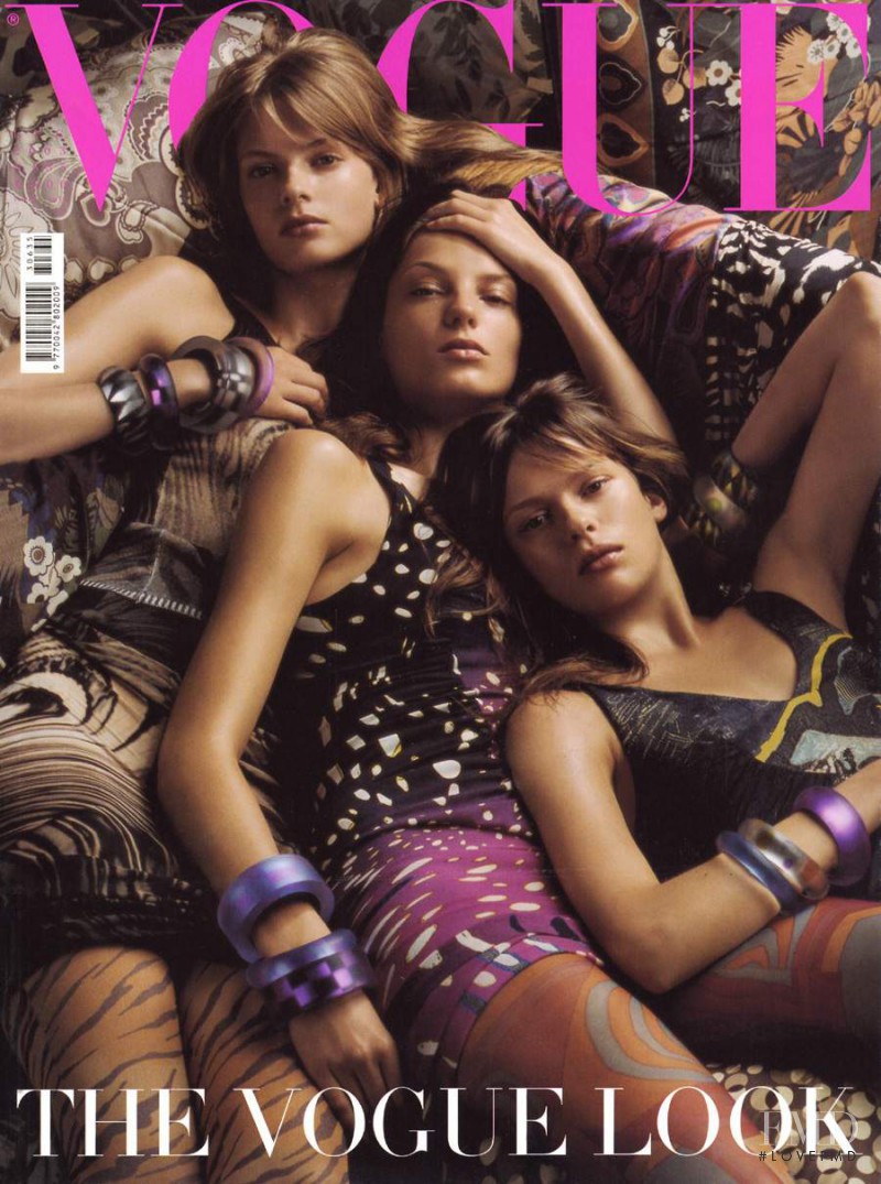 Elise Crombez, Daria Werbowy, Julia Stegner featured on the Vogue Italy cover from July 2003