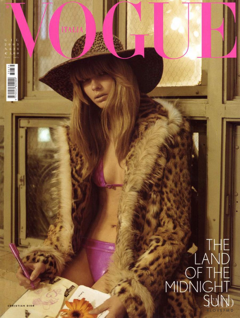 Julia Stegner featured on the Vogue Italy cover from June 2003