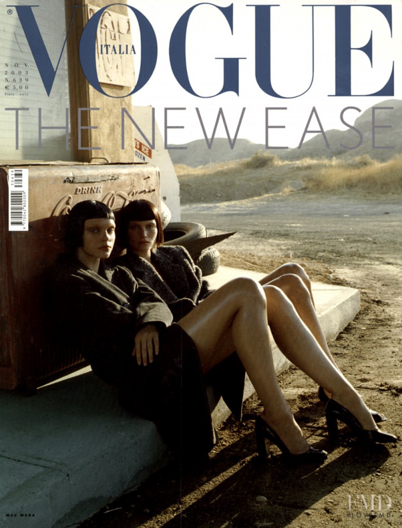 Missy Rayder, Jessica Stam featured on the Vogue Italy cover from November 2003