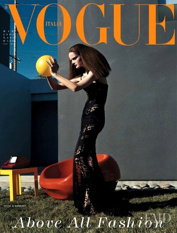 Lisa Cant featured on the Vogue Italy cover from March 2004