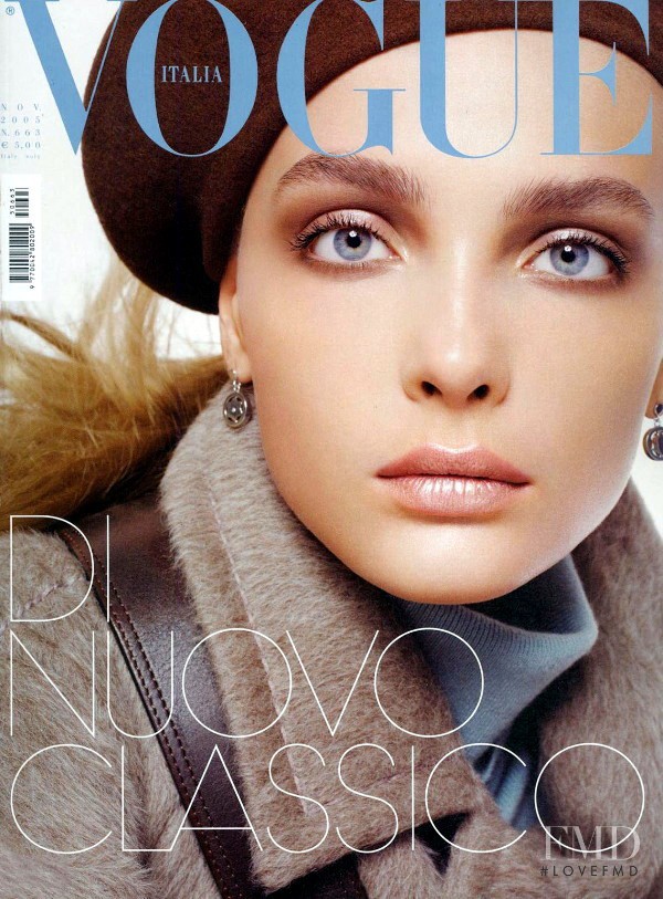 Snejana Onopka featured on the Vogue Italy cover from November 2005