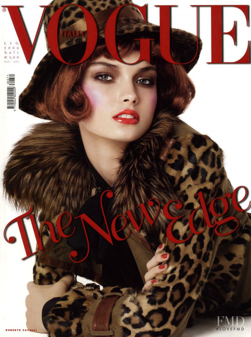 Anna Maria Urajevskaya featured on the Vogue Italy cover from July 2006