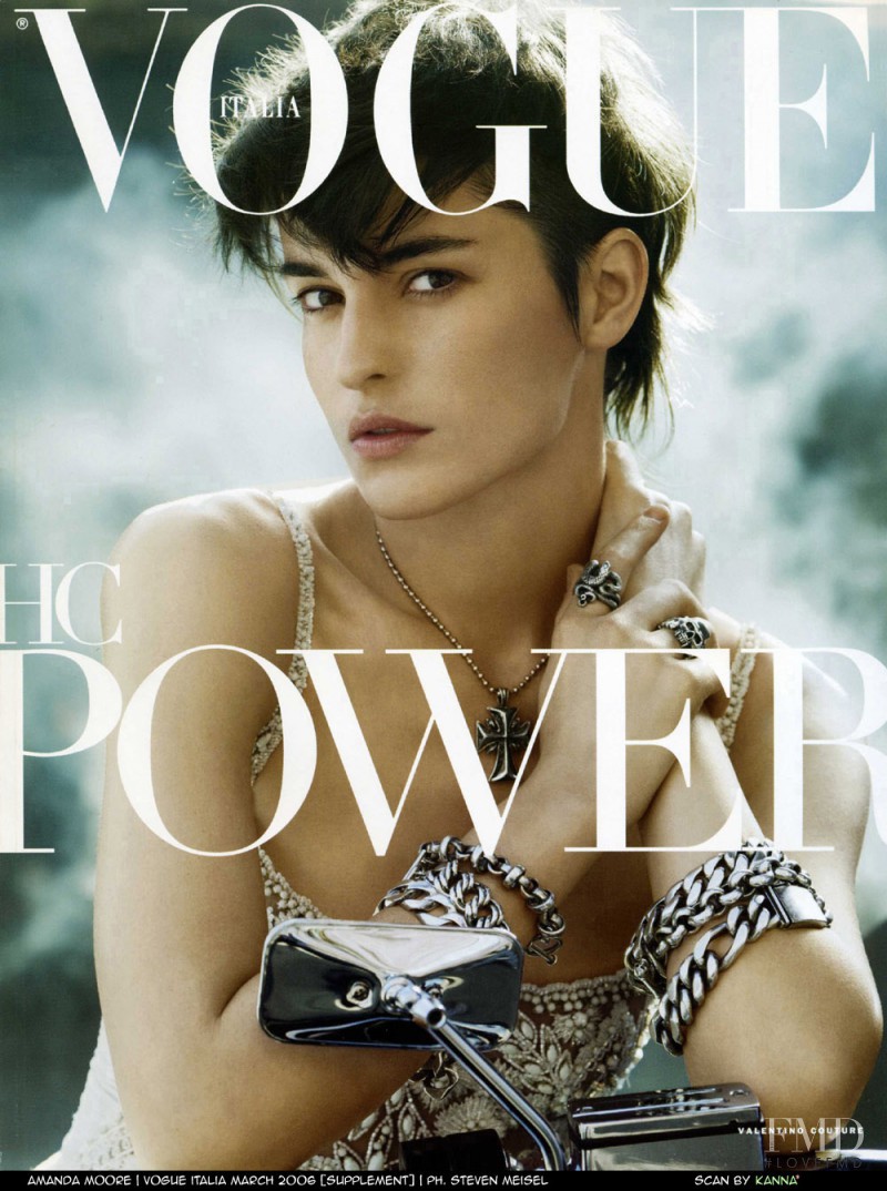 Amanda Moore featured on the Vogue Italy cover from March 2006