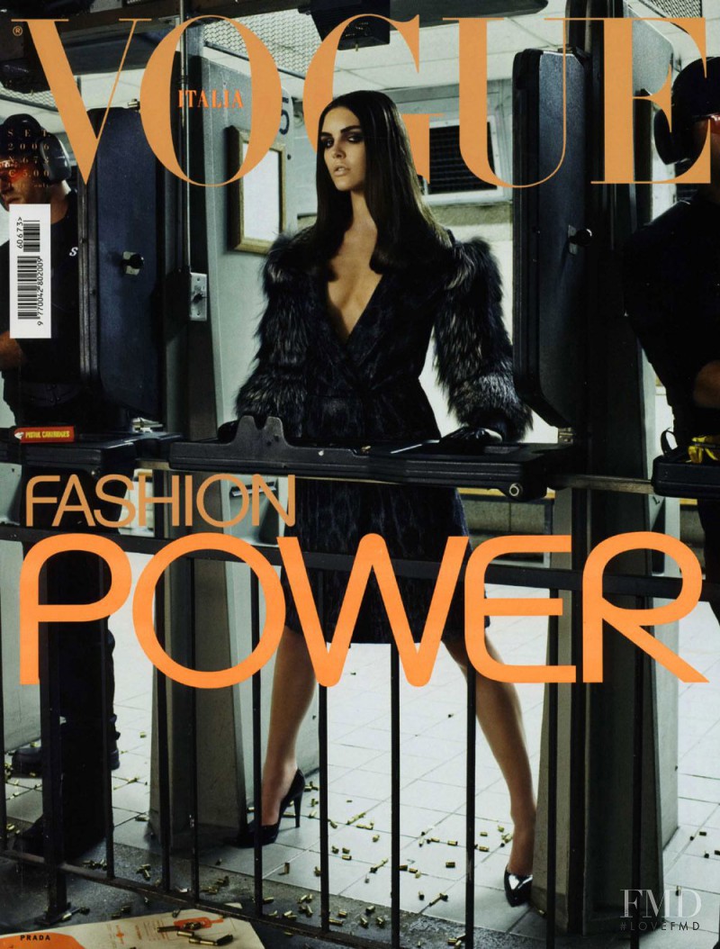 Hilary Rhoda featured on the Vogue Italy cover from September 2006