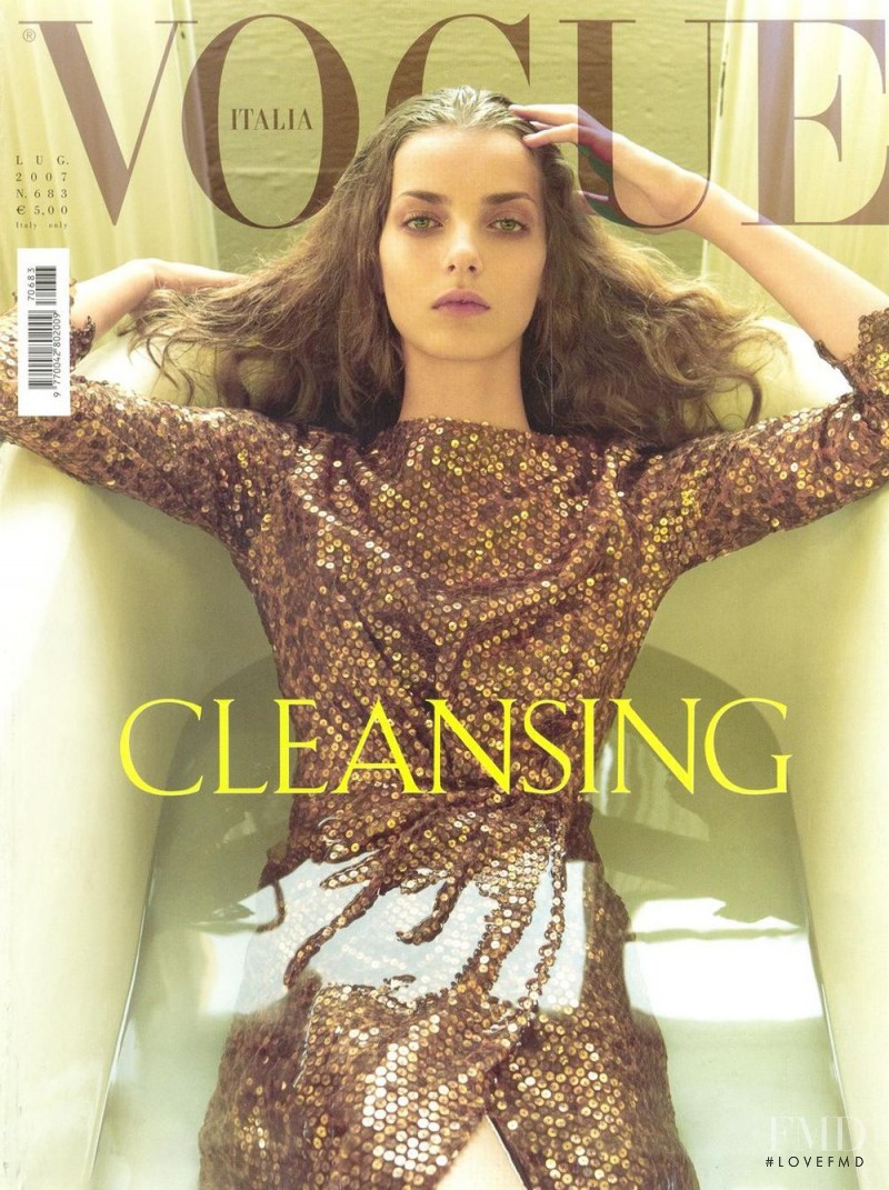 Denisa Dvorakova featured on the Vogue Italy cover from July 2007