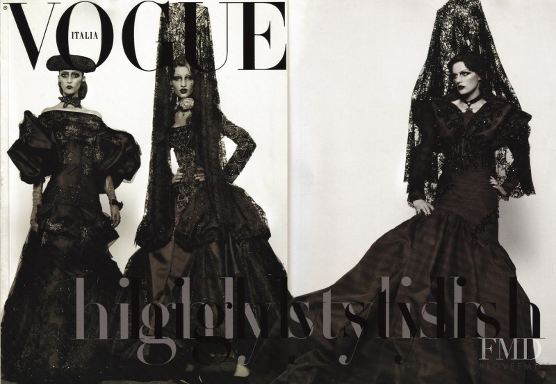 Stella Tennant, Linda Vojtova, Alana Zimmer featured on the Vogue Italy cover from September 2007