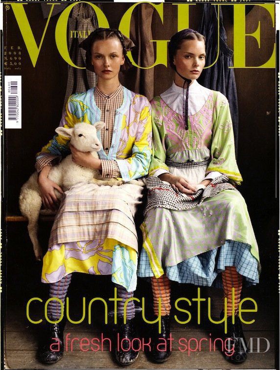 Agnete Hegelund, Kamila Filipcikova featured on the Vogue Italy cover from February 2008