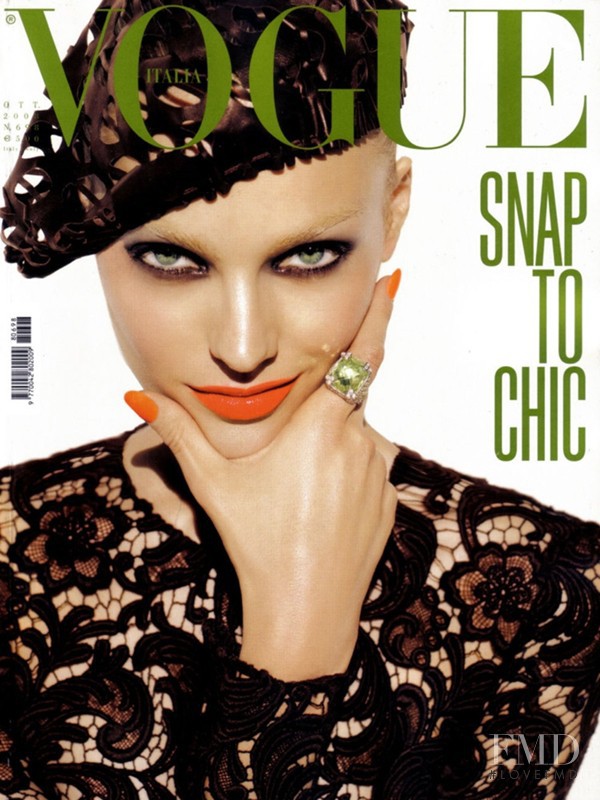 Anna Maria Jagodzinska featured on the Vogue Italy cover from October 2008