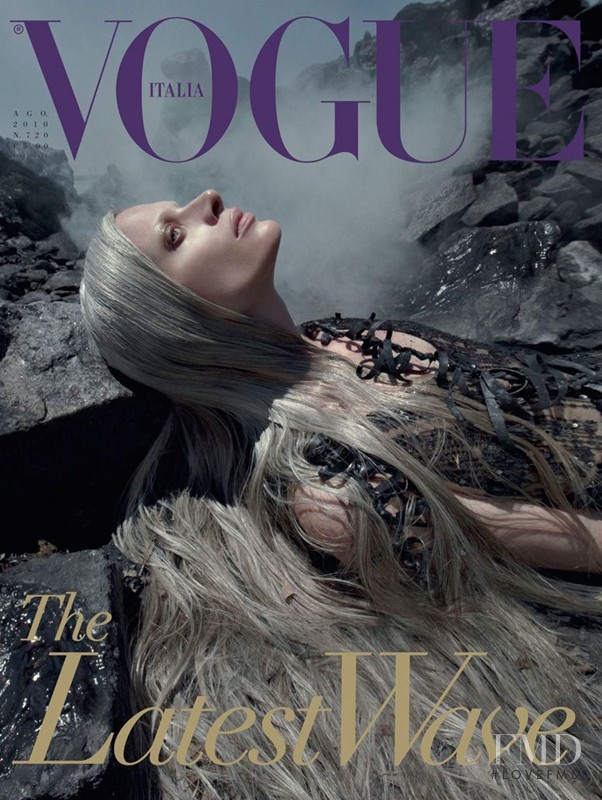 Kristen McMenamy featured on the Vogue Italy cover from August 2010
