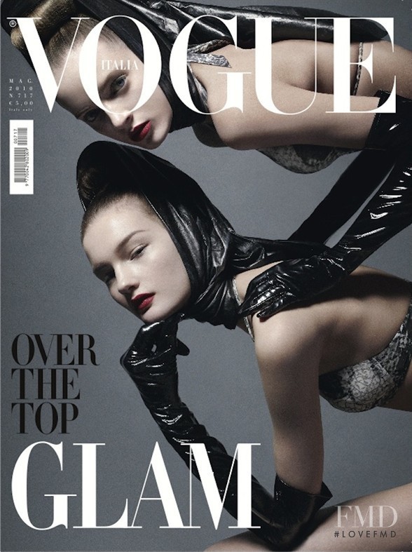 Daria Strokous, Kirsi Pyrhonen featured on the Vogue Italy cover from May 2010
