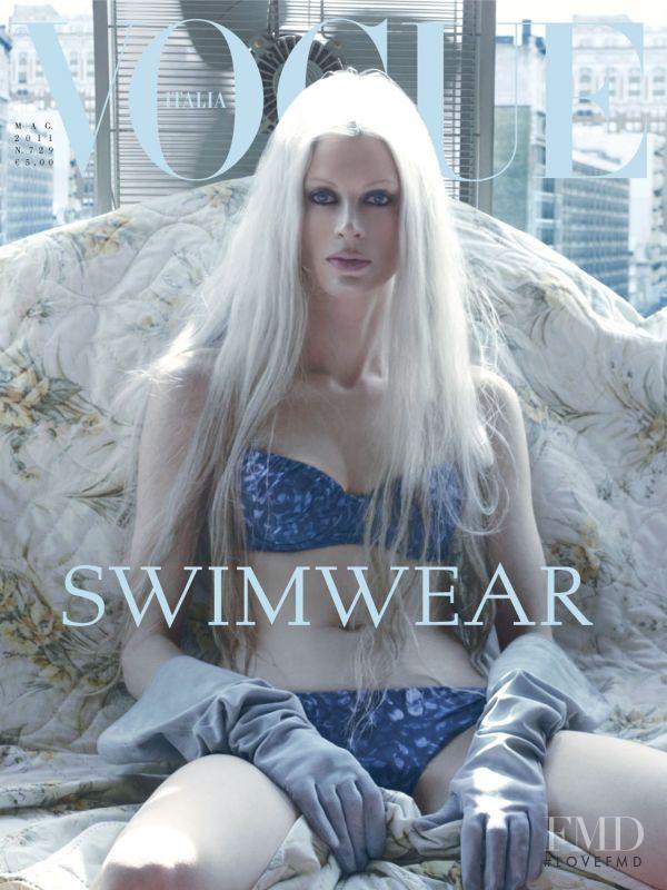 Kristen McMenamy featured on the Vogue Italy cover from May 2011