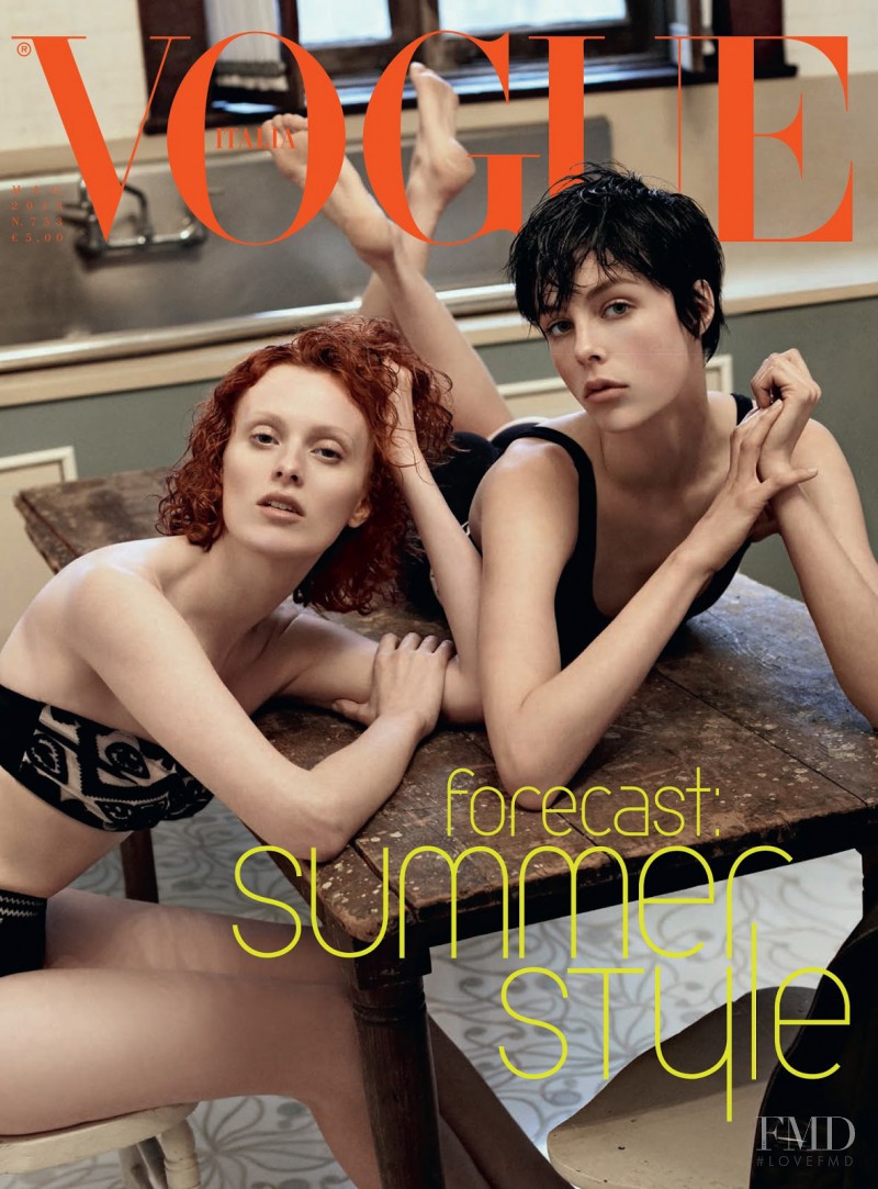 Karen Elson, Edie Campbell featured on the Vogue Italy cover from May 2013