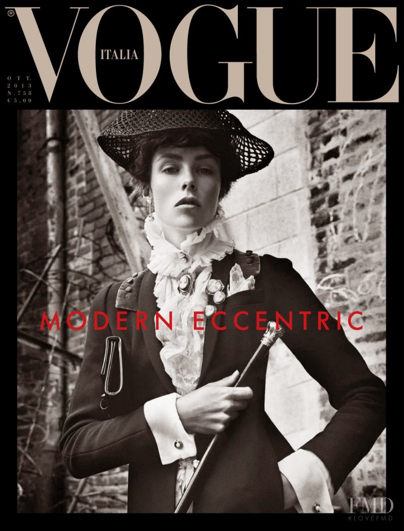 Edie Campbell featured on the Vogue Italy cover from October 2013