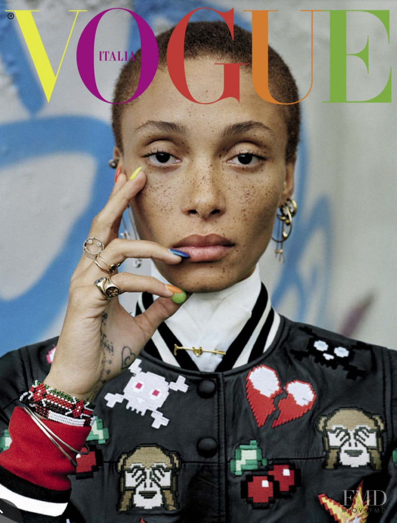 Adwoa Aboah featured on the Vogue Italy cover from December 2015