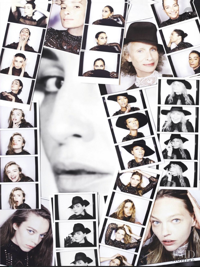 Frankie Rayder, Erin O%Connor, Sasha Pivovarova, Anna Cleveland, Yasmin Wijnaldum featured on the Vogue Italy cover from July 2015