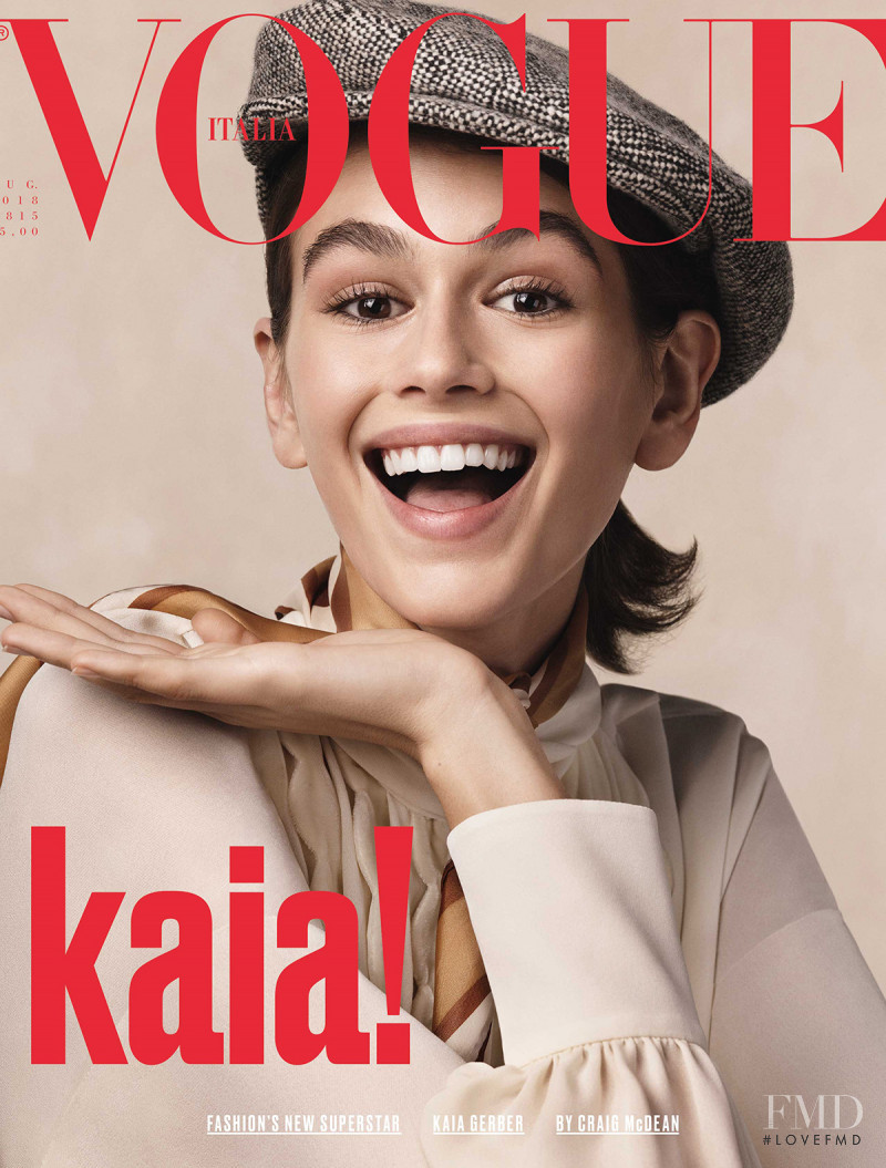 Kaia Gerber featured on the Vogue Italy cover from July 2018