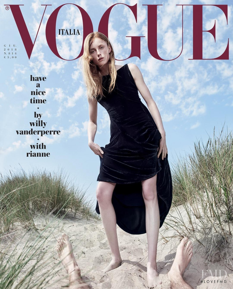 Rianne Van Rompaey featured on the Vogue Italy cover from June 2018