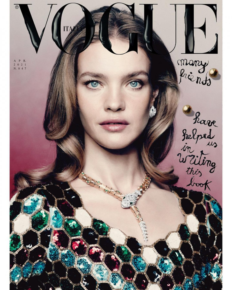 Natalia Vodianova featured on the Vogue Italy cover from April 2020