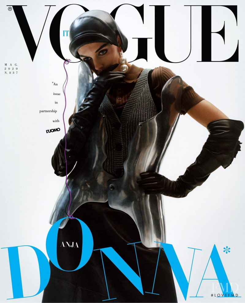 Anja Rubik featured on the Vogue Italy cover from May 2020