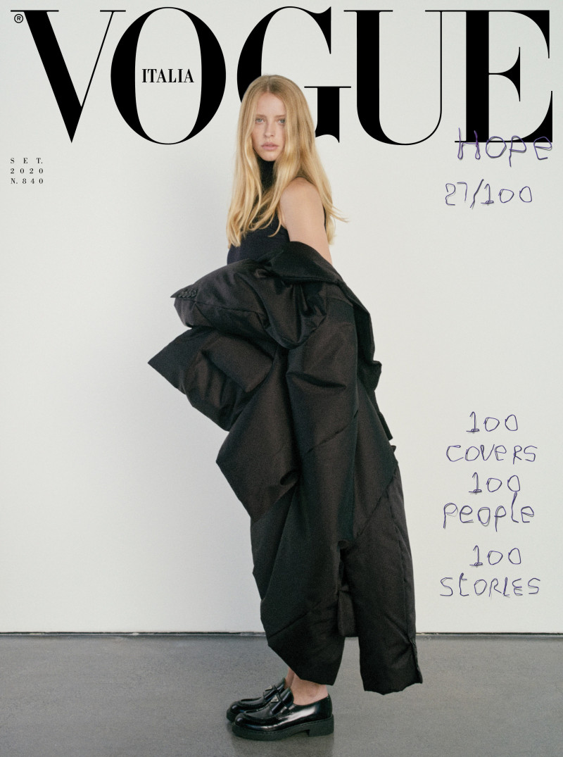 Abby Champion featured on the Vogue Italy cover from September 2020