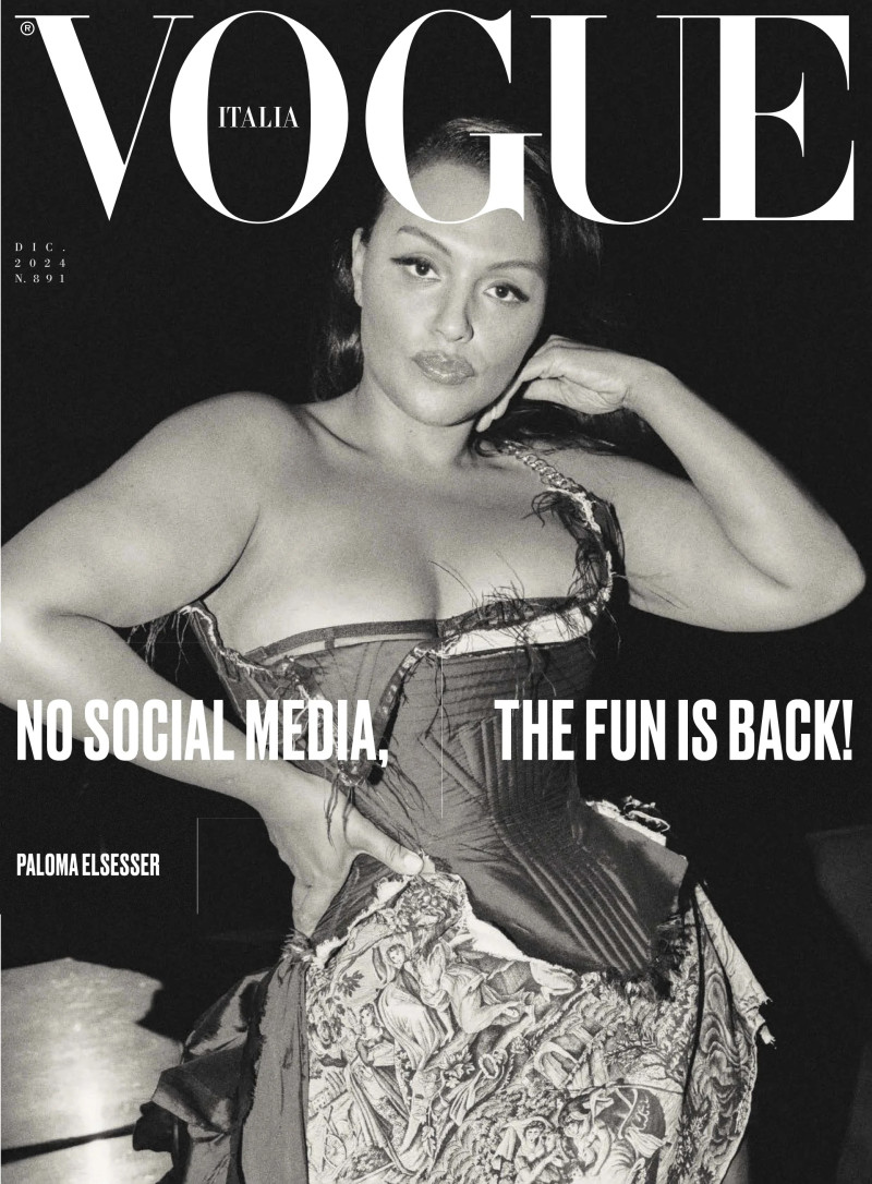 Paloma Elsesser featured on the Vogue Italy cover from December 2024