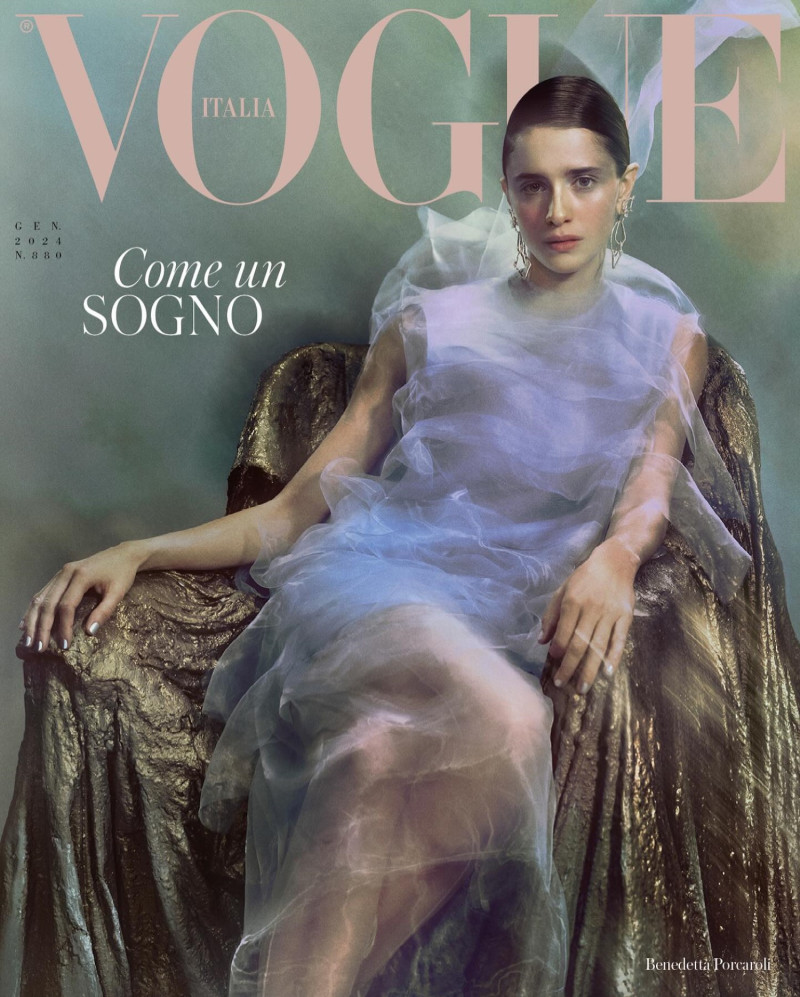 Benedetta Porcaroli featured on the Vogue Italy cover from January 2024