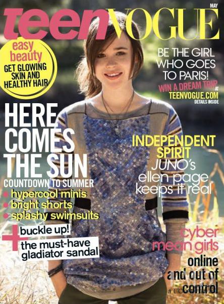 Ellen Page featured on the Teen Vogue USA cover from May 2008