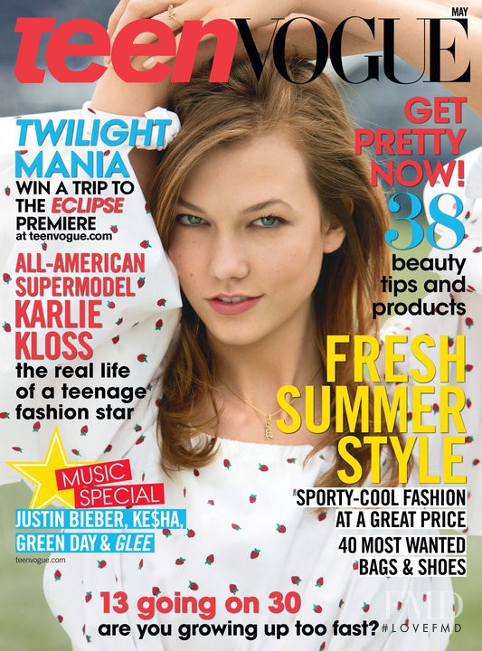 Karlie Kloss featured on the Teen Vogue USA cover from May 2010