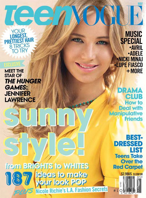 Jennifer Lawrence featured on the Teen Vogue USA cover from May 2011