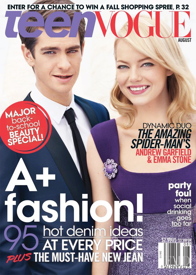 Andrew Garfield, Emma Stone featured on the Teen Vogue USA cover from August 2012