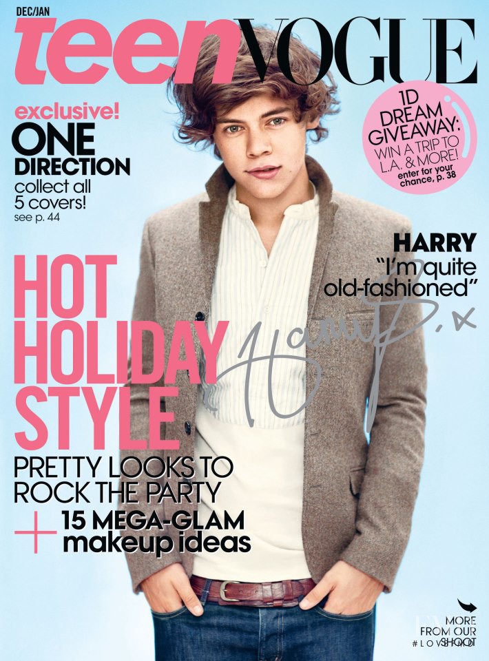 Harry Styles featured on the Teen Vogue USA cover from December 2012