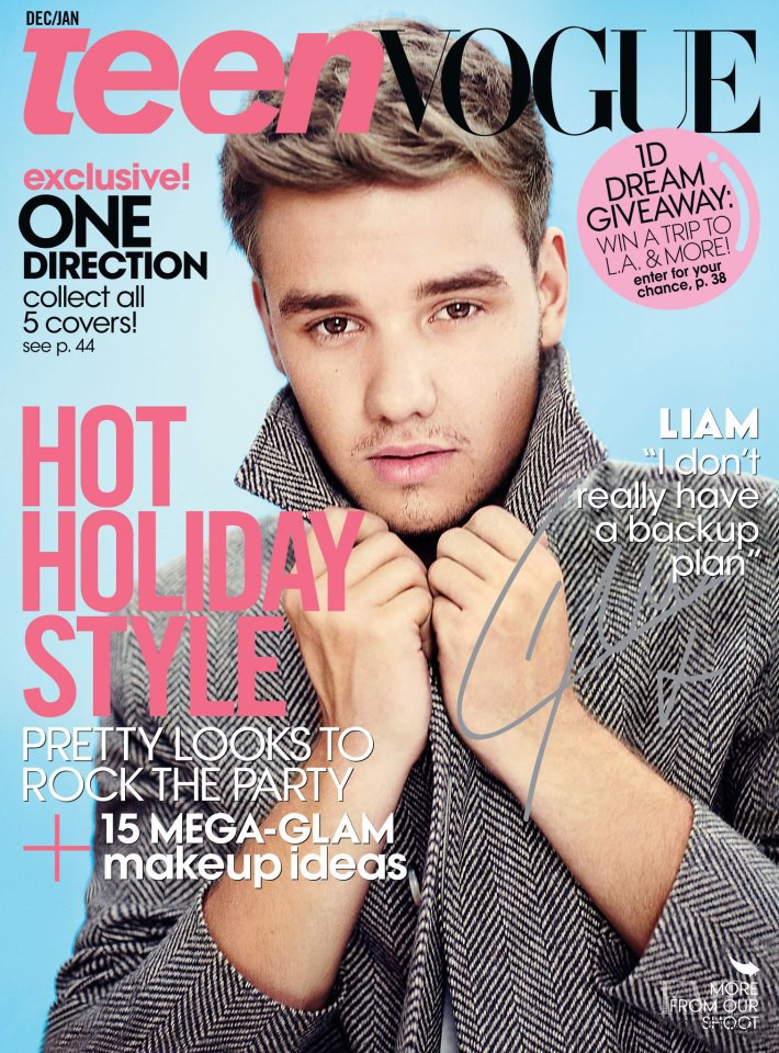 Liam Payne featured on the Teen Vogue USA cover from December 2012