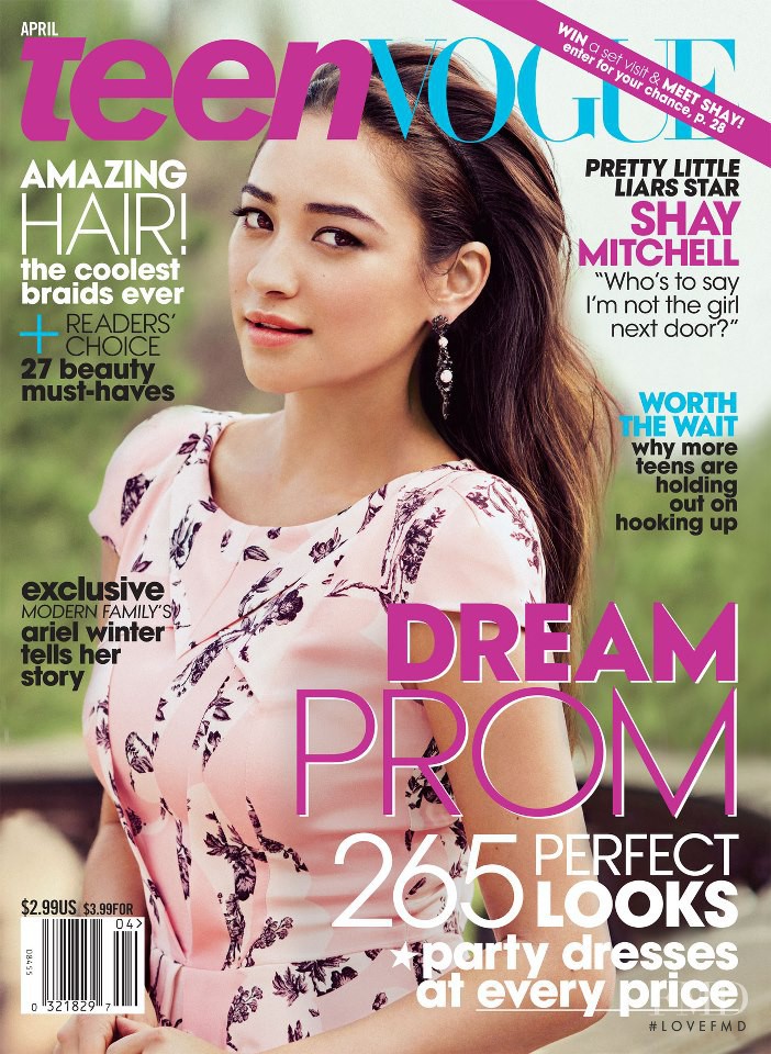 Shay Mitchell featured on the Teen Vogue USA cover from April 2013