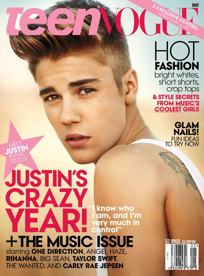 Justin Bieber featured on the Teen Vogue USA cover from May 2013
