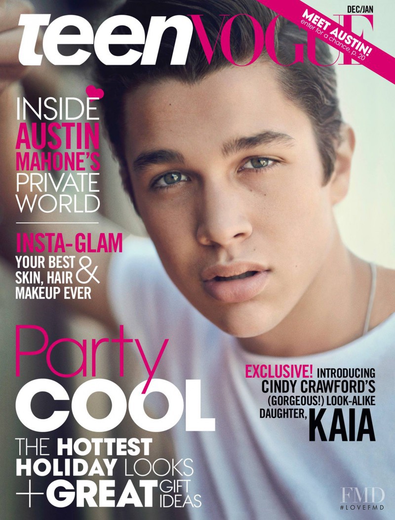 Austin Mahone featured on the Teen Vogue USA cover from December 2014