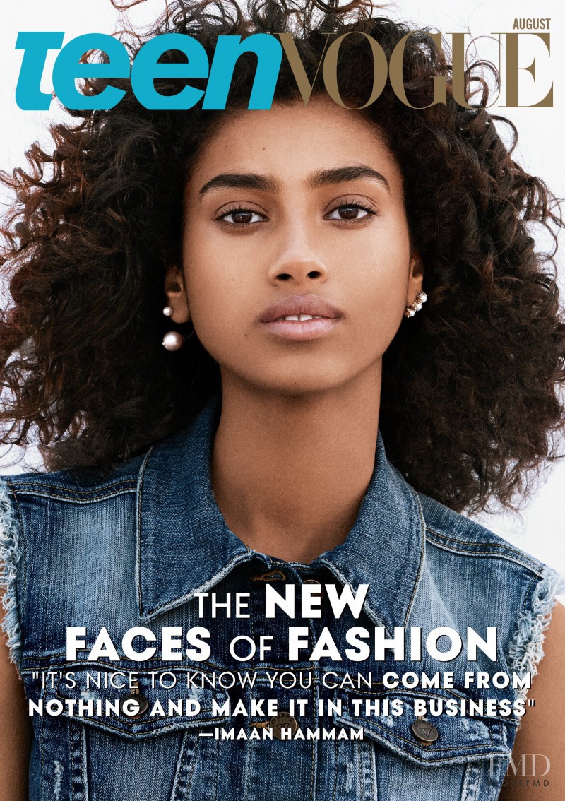 Imaan Hammam featured on the Teen Vogue USA cover from August 2015