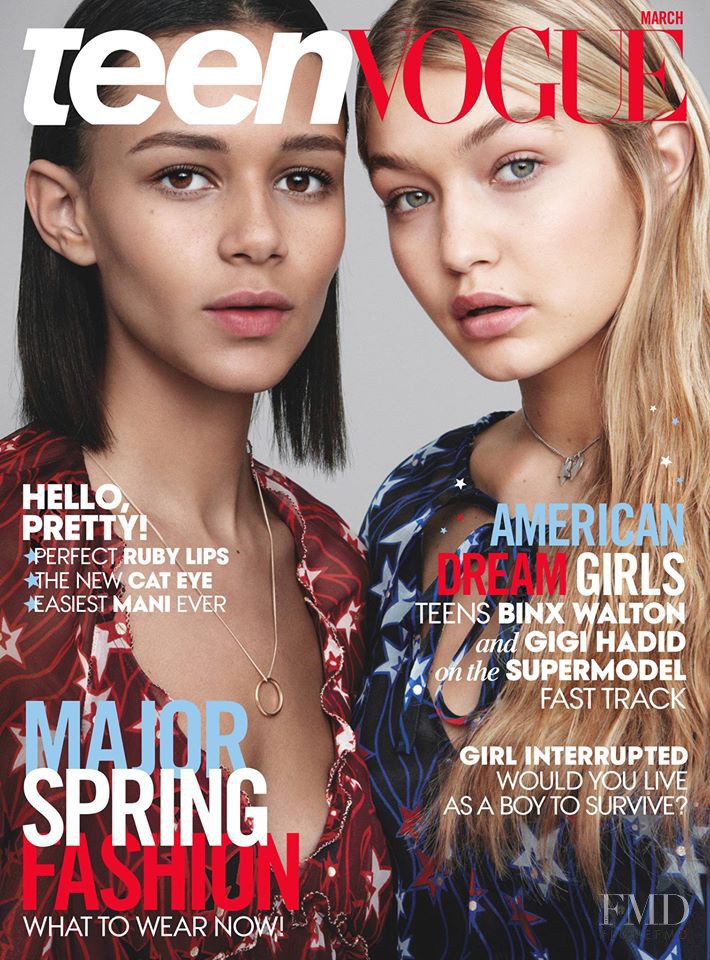 Binx Walton, Gigi Hadid featured on the Teen Vogue USA cover from March 2015