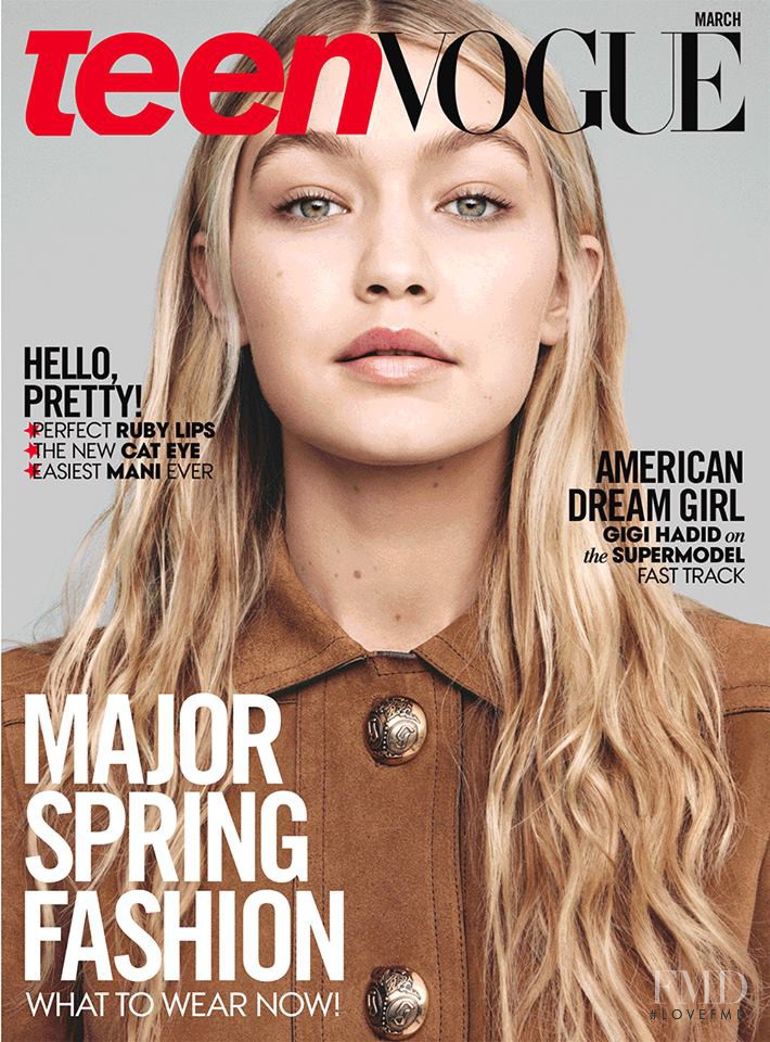 Gigi Hadid featured on the Teen Vogue USA cover from March 2015