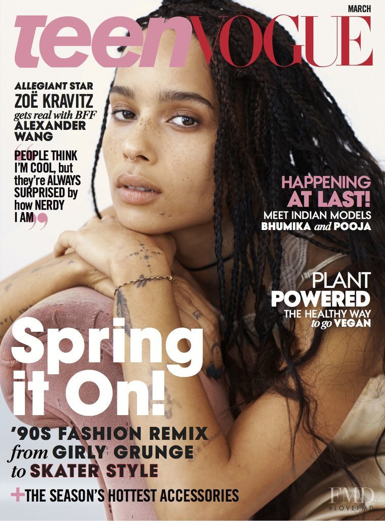 Zoe Kravitz featured on the Teen Vogue USA cover from March 2016