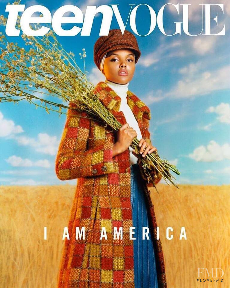Halima Aden featured on the Teen Vogue USA cover from July 2018