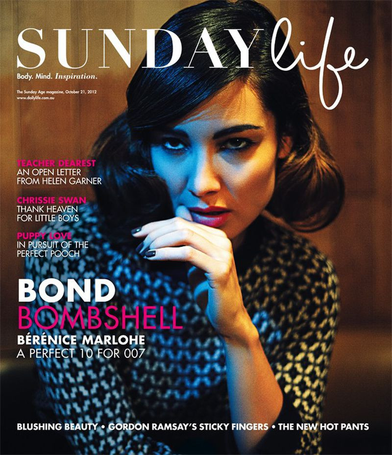 Berenice Marlohe featured on the Sunday Life cover from October 2012