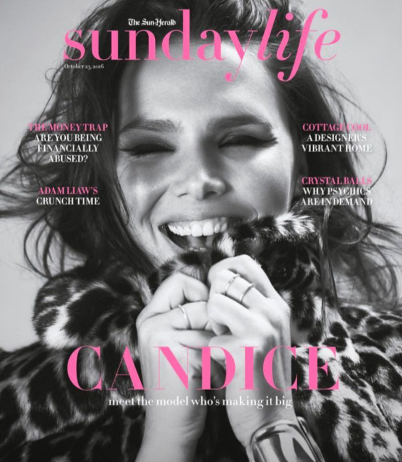 Candice Huffine featured on the Sunday Life cover from October 2016
