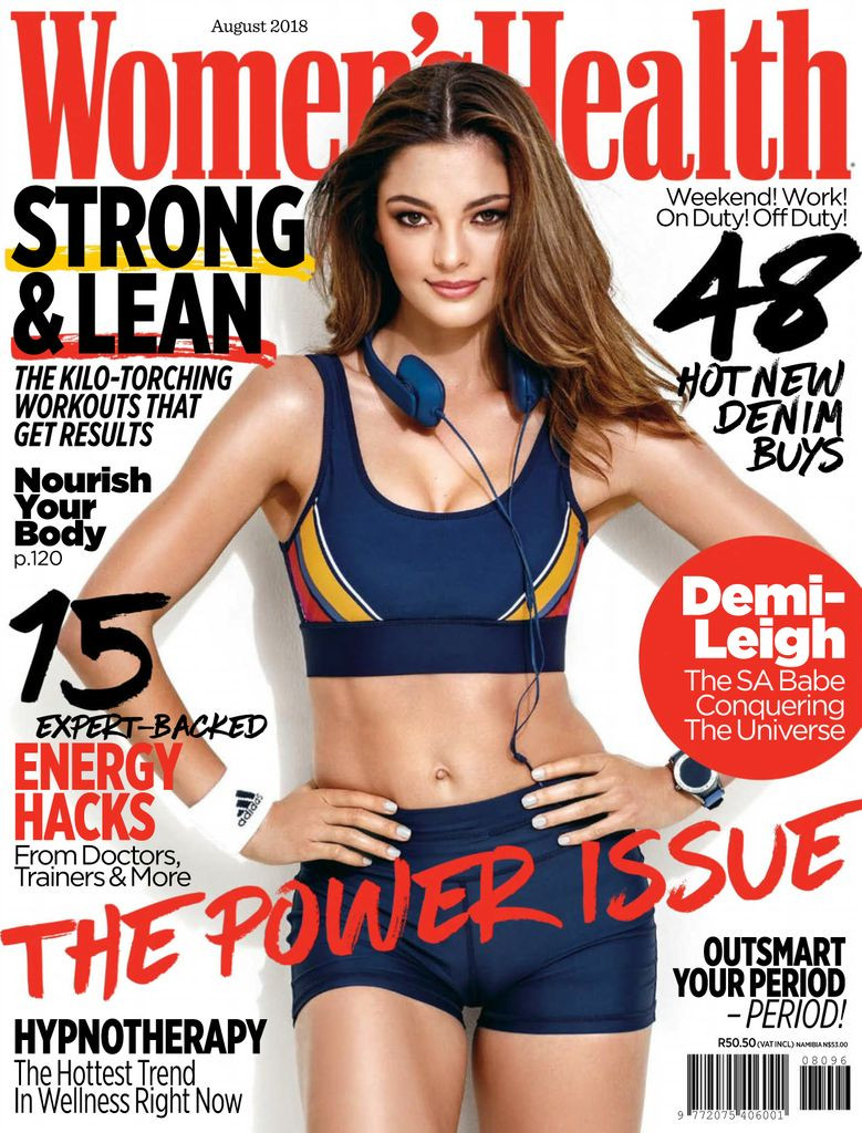 Demi-Leigh Nel-Peters featured on the Women\'s Health South Africa cover from August 2018