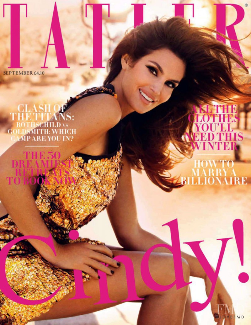 Cindy Crawford featured on the Tatler UK cover from September 2012