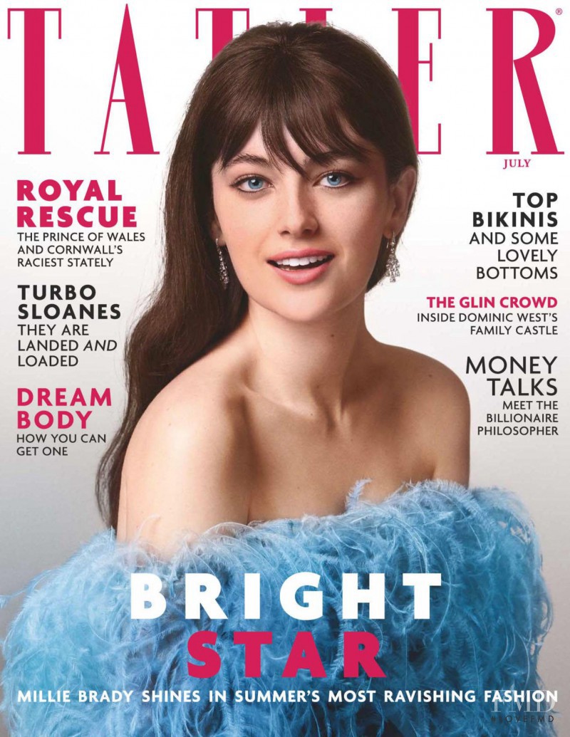 Millie Brady featured on the Tatler UK cover from July 2015